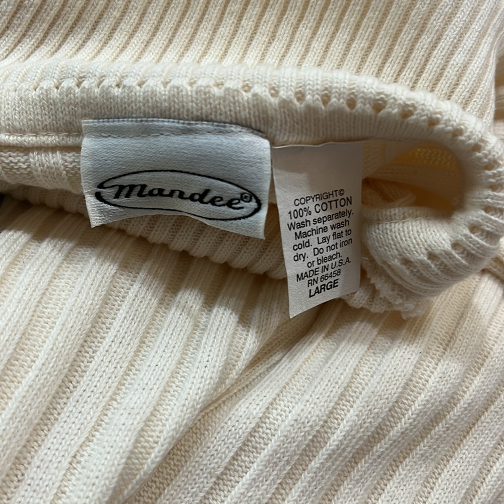 Cream Ribbed Turtleneck Sweater - Picture 2 of 3